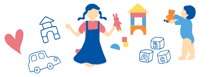 Illustration of children playing with toys