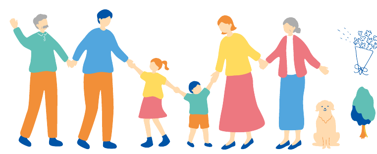Illustration of families walking together