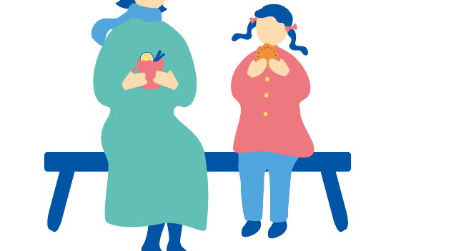 Illustration of a parent and child sitting together