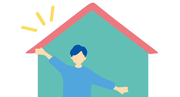 Illustration of a person standing proudly in the doorway of their home